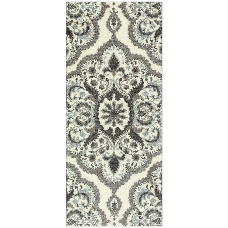 Mainstays Traditional Roxanne Medallion Gray Print Area Rug  3 4 x5