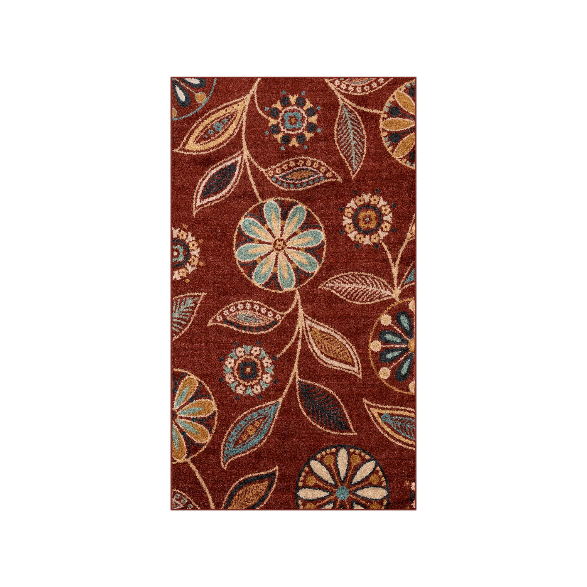 Maples Aretha Area and Washable Throw Rug, Merlot