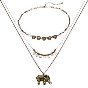 Mudd® Two Tone Elephant Pendant Necklace Set