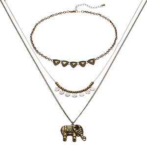 Mudd® Two Tone Elephant Pendant Necklace Set