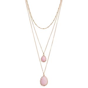 Mudd® Pink Teardrop Pendant Layered Necklace