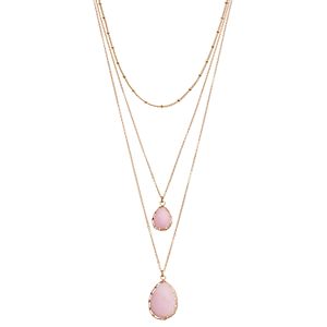 Mudd® Pink Teardrop Pendant Layered Necklace