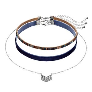 Mudd® Chevron & Navy Faux Suede Choker Necklace Set