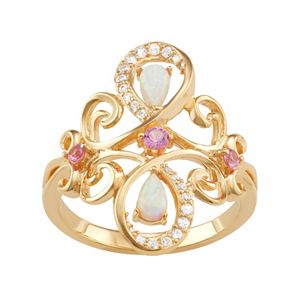 18k Gold Over Silver Gemstone Fleur-de-Lis Ring