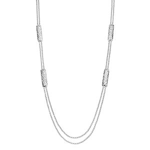 Napier Flower Textured Link Long Double Strand Necklace