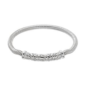 Napier Flower Textured Bar Snake Chain Stretch Bracelet