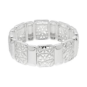 Napier Openwork Flower Rectangle Link Stretch Bracelet