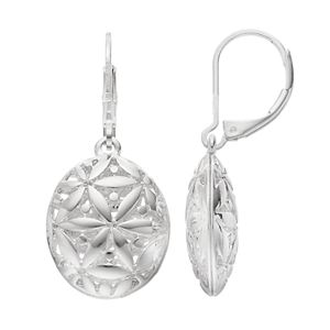 Napier Openwork Flower Nickel Free Oval Drop Earrings