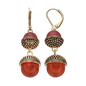 Dana Buchman Pink Acorn Nickel Free Double Drop Earrings