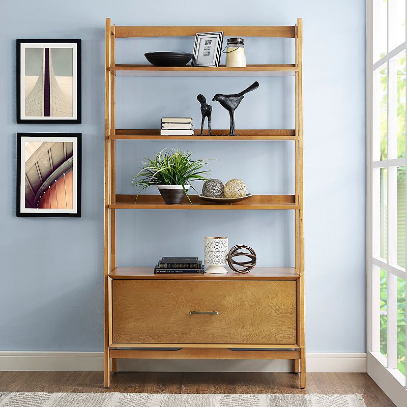 Crosley Furniture Landon Small Ladder Bookshelf, Brown