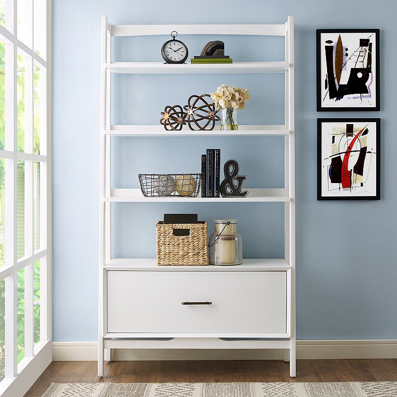 Crosley Furniture Landon Small Ladder Bookshelf, White