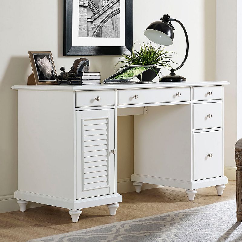 Crosley Furniture Palmetto Storage Desk, White