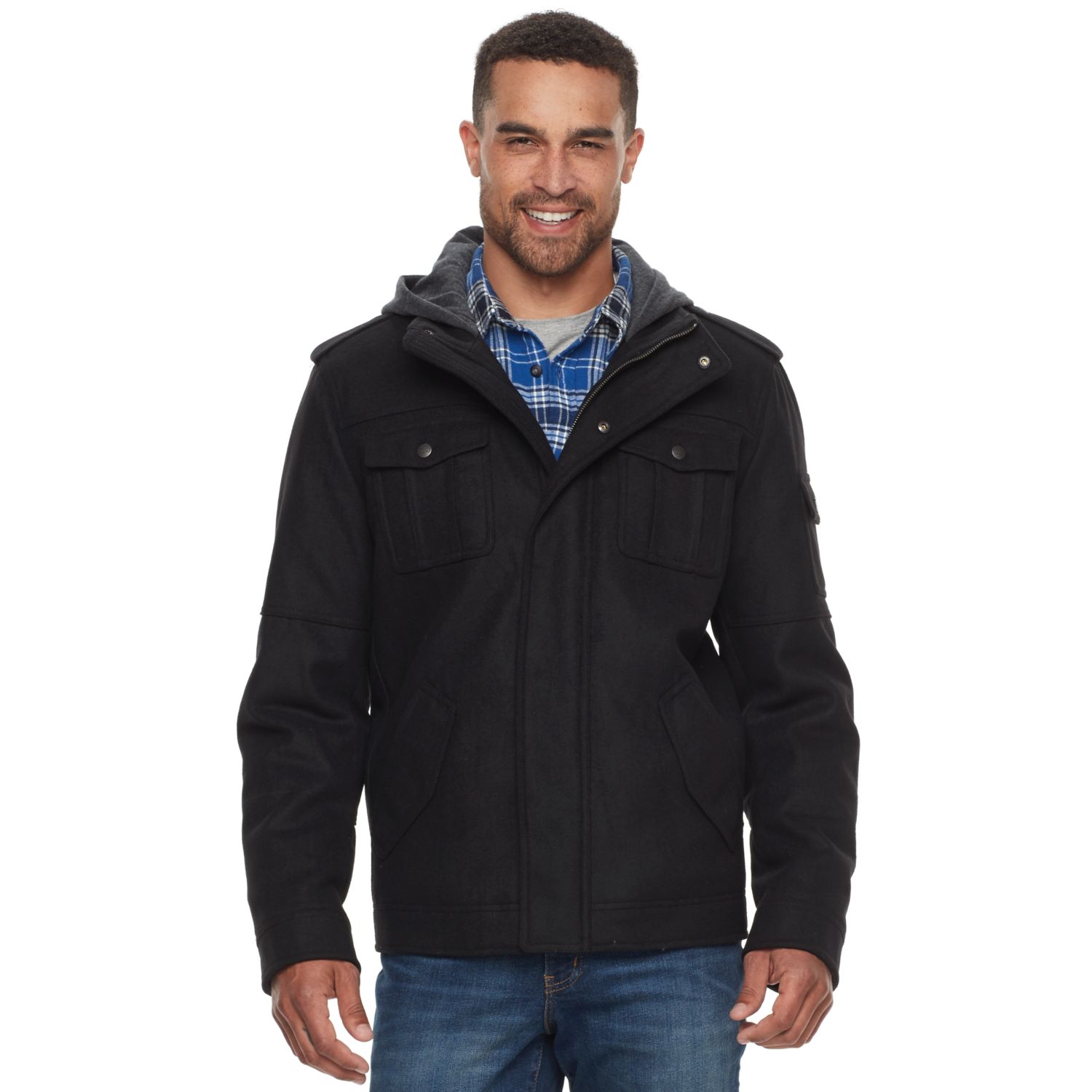 mens hooded trucker jacket