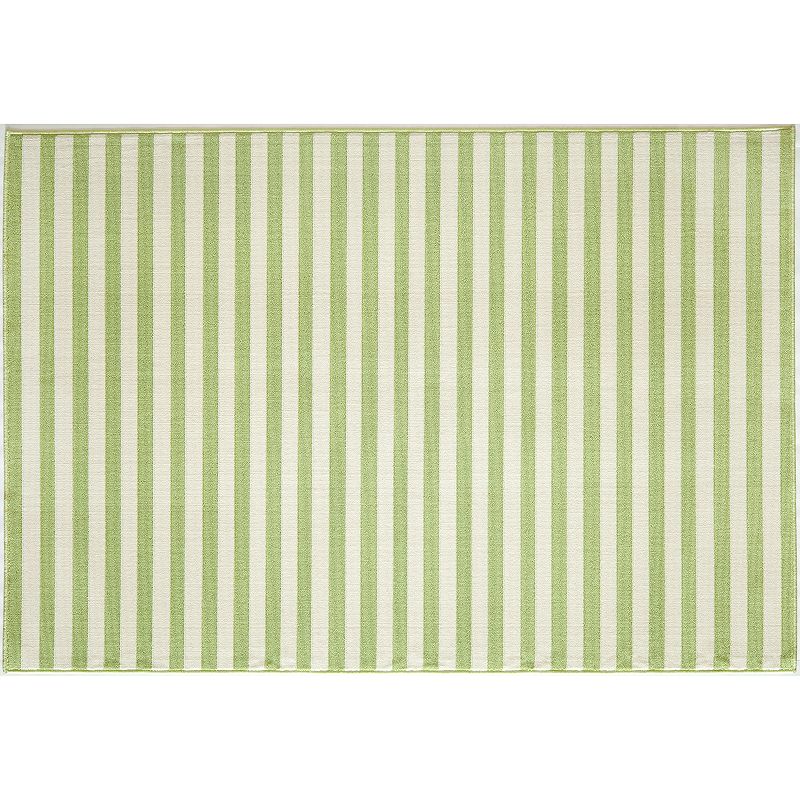 Momeni Baja Striped Indoor Outdoor Rug, Lt Green, 8X11 Ft