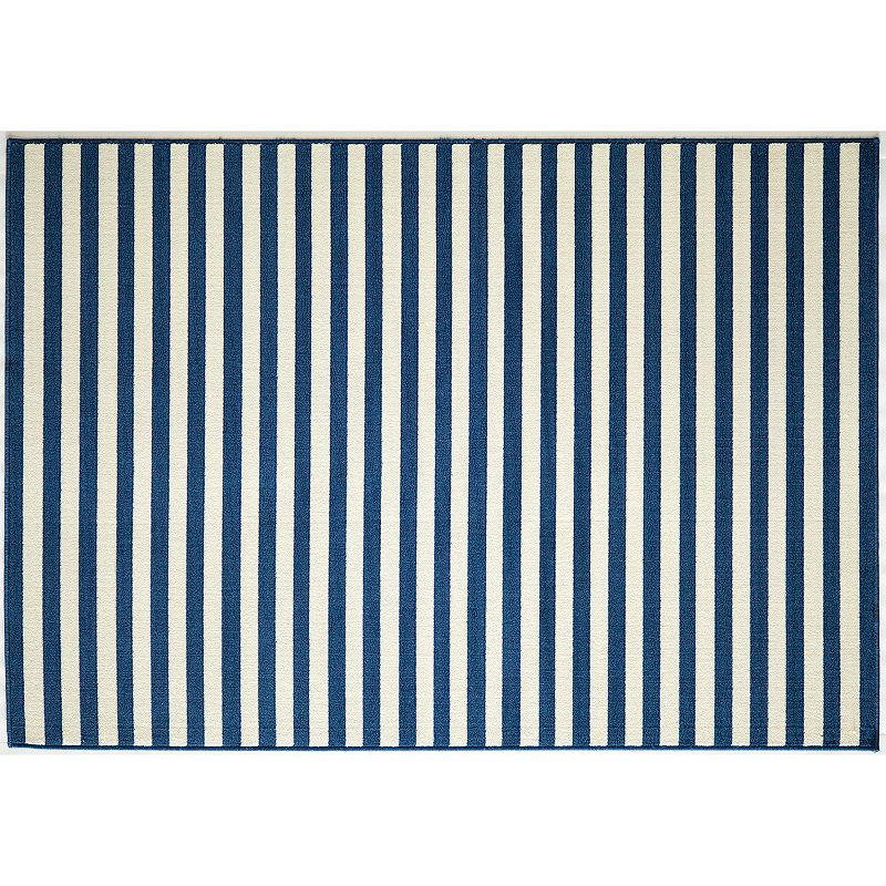 Momeni Baja Striped Indoor Outdoor Rug, Blue, 5X8 Ft