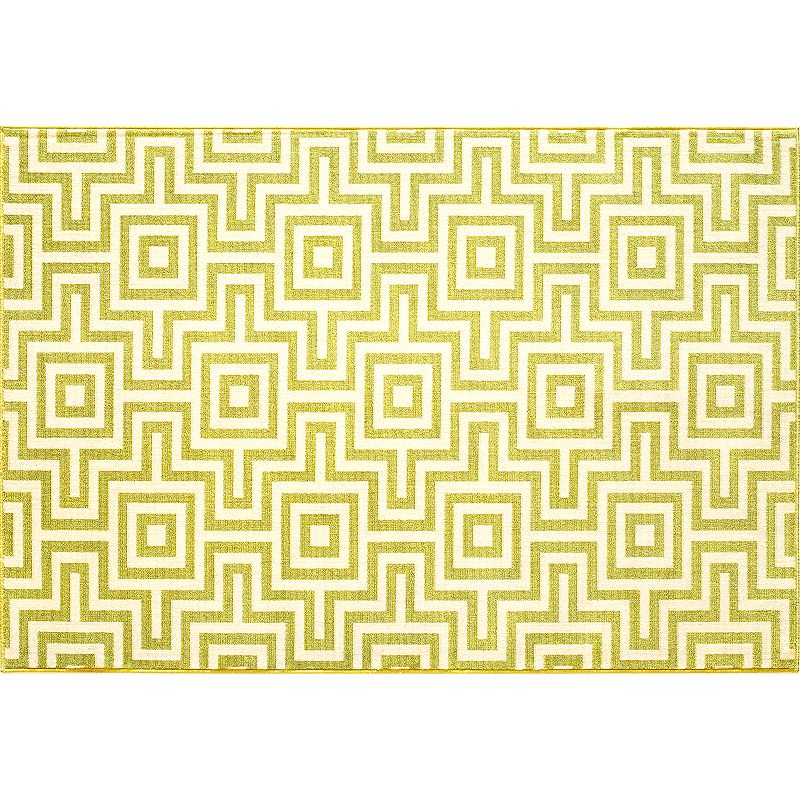 Momeni Baja Geometric I Indoor Outdoor Rug, Lt Green, 6.5X9.5 Ft