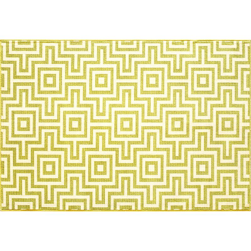 Momeni Baja Geometric I Indoor Outdoor Rug, Lt Green, 6.5X9.5 Ft