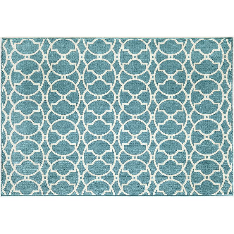 Momeni Baja Geometric II Indoor Outdoor Rug, Light Blue, 5X8 Ft