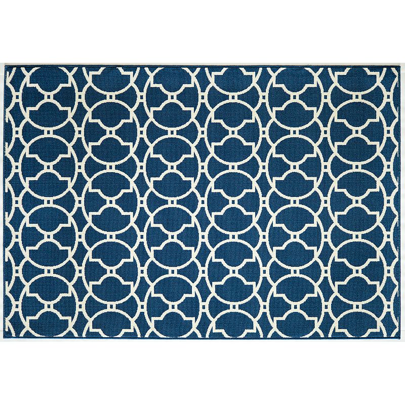 Momeni Baja Geometric II Indoor Outdoor Rug, Blue, 5X8 Ft