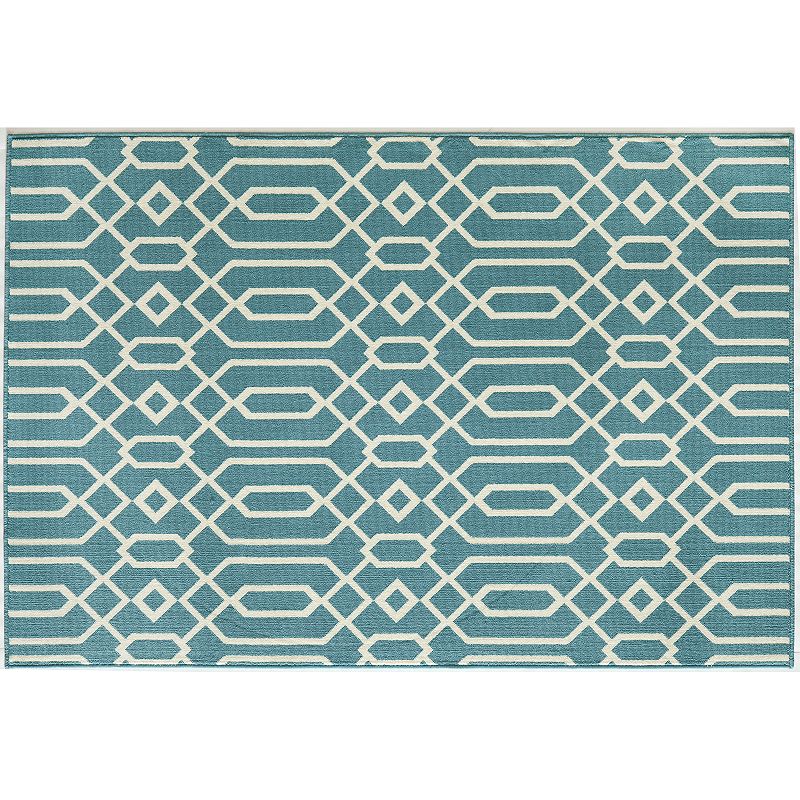 Momeni Baja Scroll Indoor Outdoor Rug, Light Blue, 8X11 Ft
