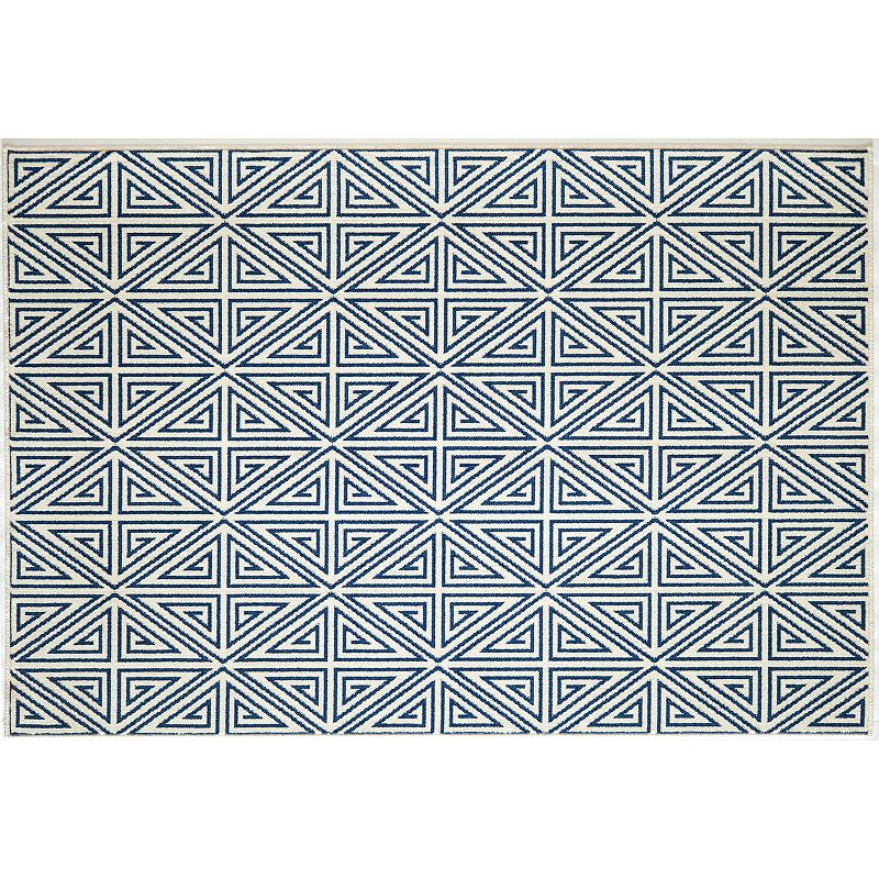 Momeni Baja Diamond Geometric Indoor Outdoor Rug, Blue, 8X11 Ft