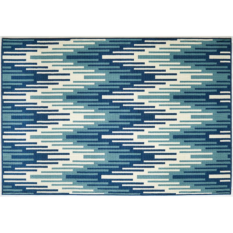 Momeni Baja Wave Indoor Outdoor Rug, Light Blue, 5X8 Ft