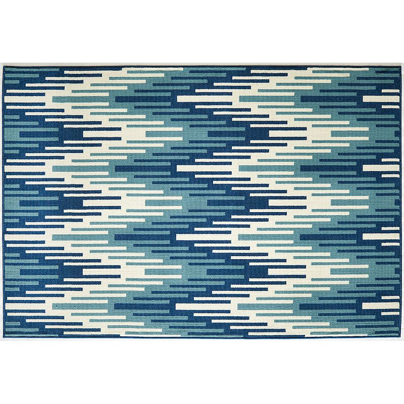 Momeni Baja Wave Indoor Outdoor Rug, Light Blue, 5X8 Ft