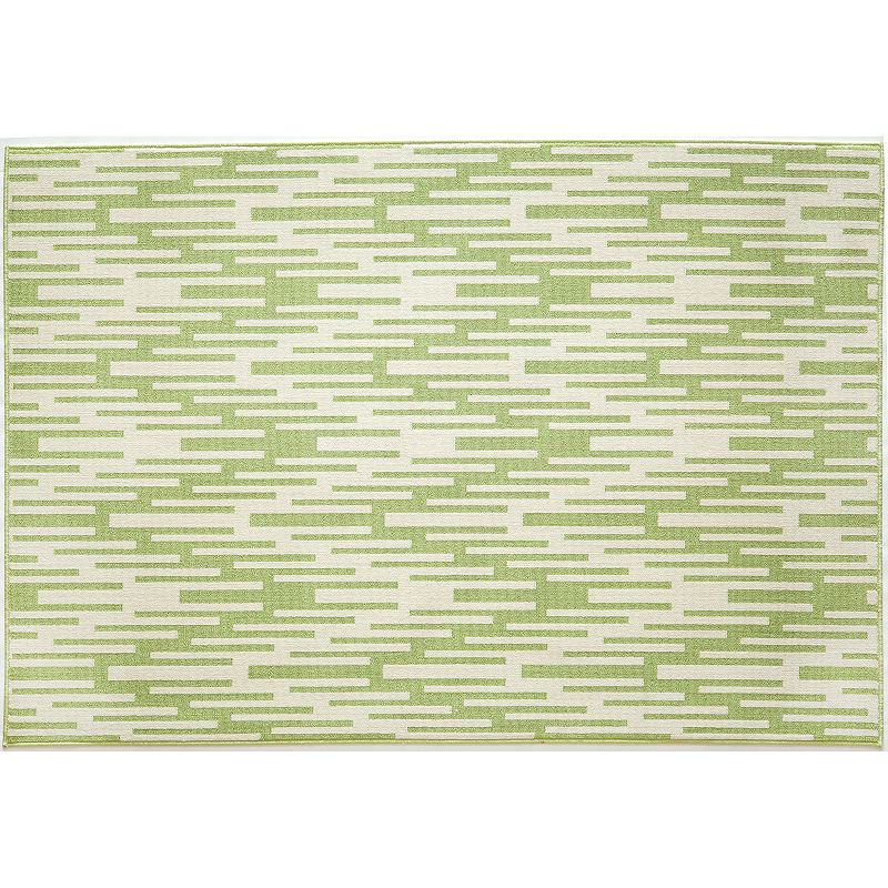Momeni Baja Wave Indoor Outdoor Rug, Lt Green, 8X11 Ft