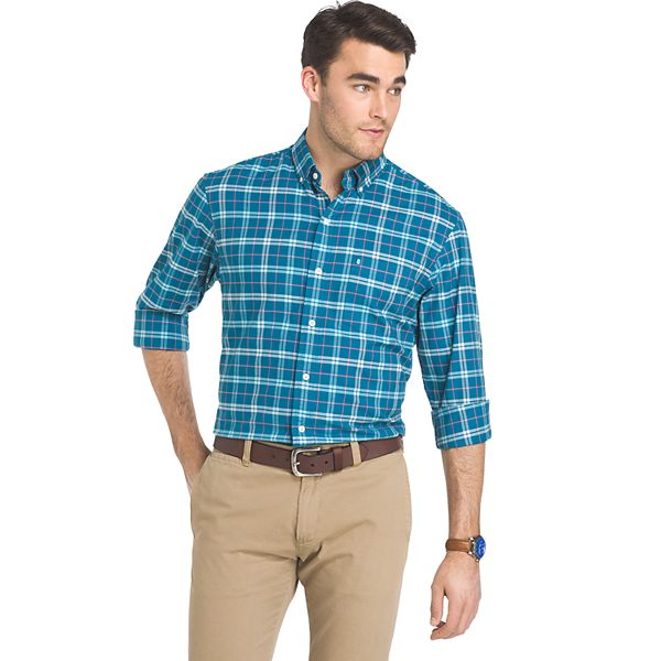 Men's IZOD Saltwater Regular-Fit Plaid Oxford Button-Down Shirt