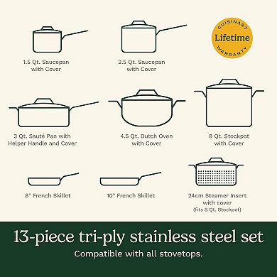 Cuisinart 13-pc. French Classic Tri-Ply Stainless Steel Cookware Set