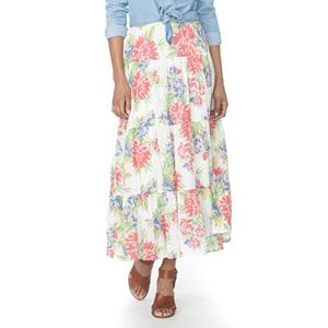 Petite Chaps Tiered Maxi Skirt