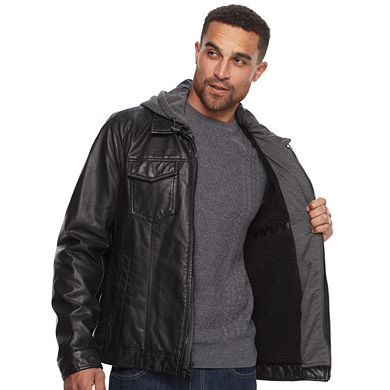 Men's Levi's® Sherpa-Lined Faux-Leather Hooded Trucker Jacket