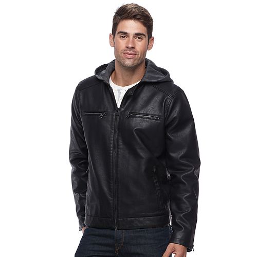 kohls hooded leather jacket