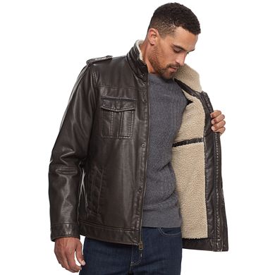 Men's Levi's® Sherpa-Lined Faux-Leather Trucker Jacket