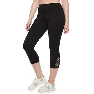 madden NYC Juniors' Plus Size Macrame Inset Capri Leggings