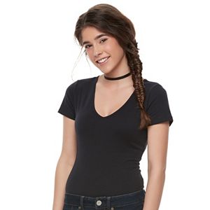 Juniors' SO® Basic V-Neck Bodysuit