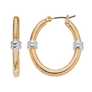 Dana Buchman Two Tone Banded Hoop Earrings