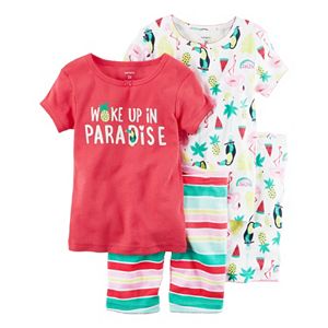 Toddler Girl Carter's 4-pc. Tee & Shorts Pajama Set