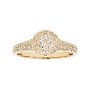 10k Gold 3/8 Carat T.W. Diamond Cluster Halo Engagement Ring