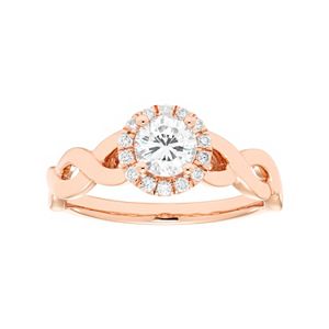 14k Gold 5/8 Carat T.W. IGL Certified Diamond Halo Engagement Ring