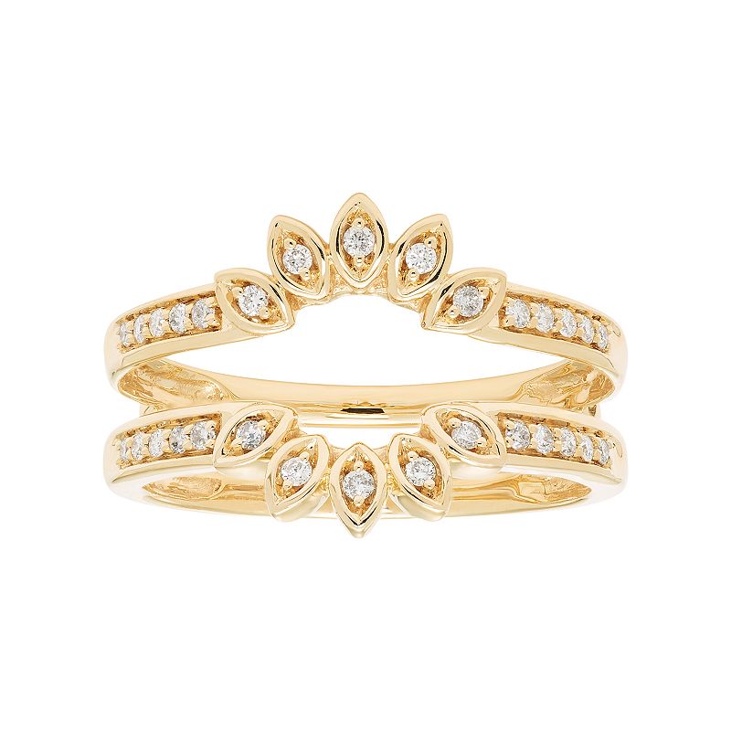 14k Gold 1/5 Carat T.W. Diamond Marquise Enhancer Wedding Ring, Womens, Si