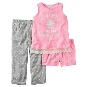 Toddler Girl Carter's Graphic Tank Top, Printed Shorts & Polka-Dot Pants Pajama Set