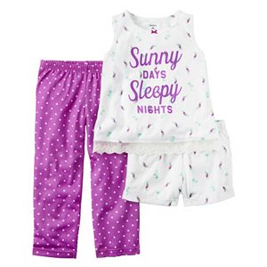 Toddler Girl Carter's Graphic Tank Top, Printed Shorts & Polka-Dot Pants Pajama Set