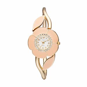 Studio Time Women's Crystal Enameled Floral Bangle Watch