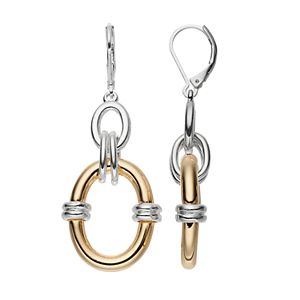 Dana Buchman Two Tone Banded Oval Drop Earrings