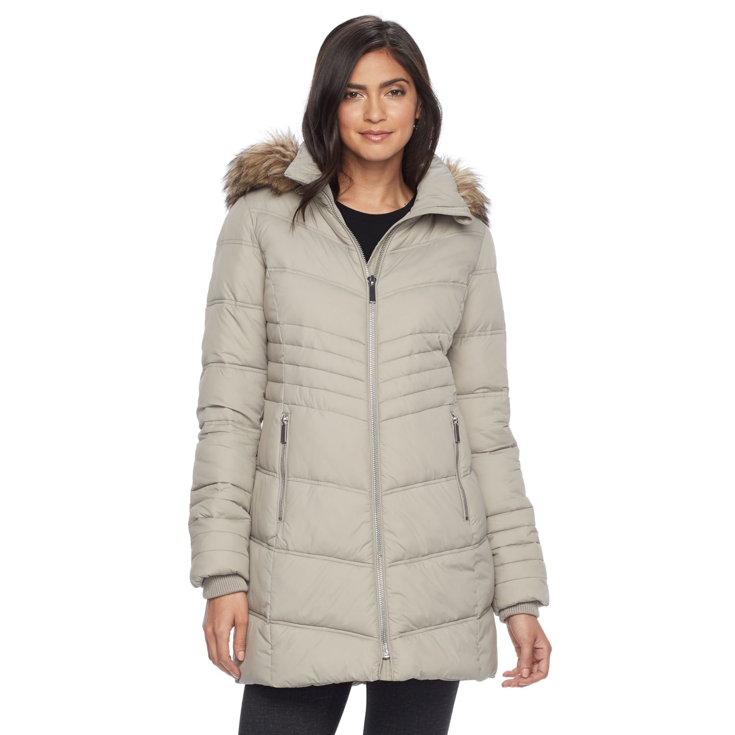 kohls black fur coat
