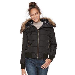 Women's Apt. 9® Puffer Faux-Fur Trim Bomber Jacket