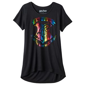 Girls 7-16 Harry Potter Rainbow Iridescent Hogwarts Shield Tee