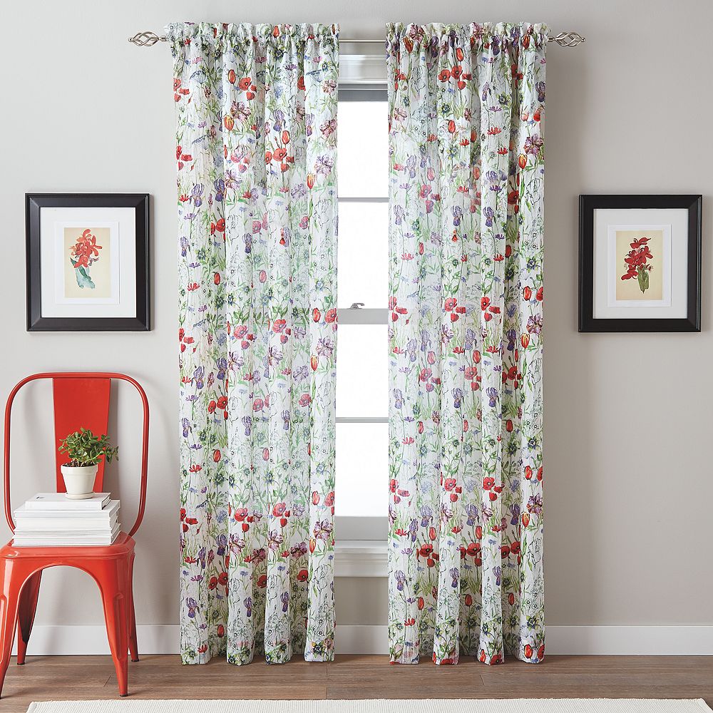 Botanical Garden 1 Panel Crushed Voile Sheer Window Curtain