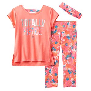 Girls 7-16 RBX Graphic Tee, Printed Capri Leggings & Headband Set